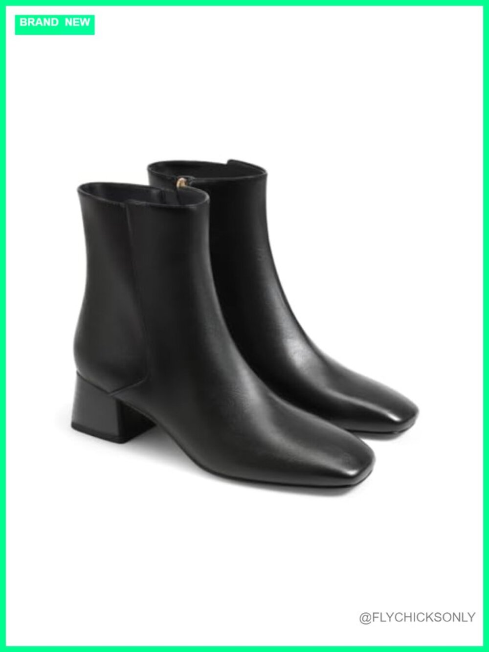 Womens Ankle Boots Faux Leather Chunky Low Block Heel Square Toe Side Zip